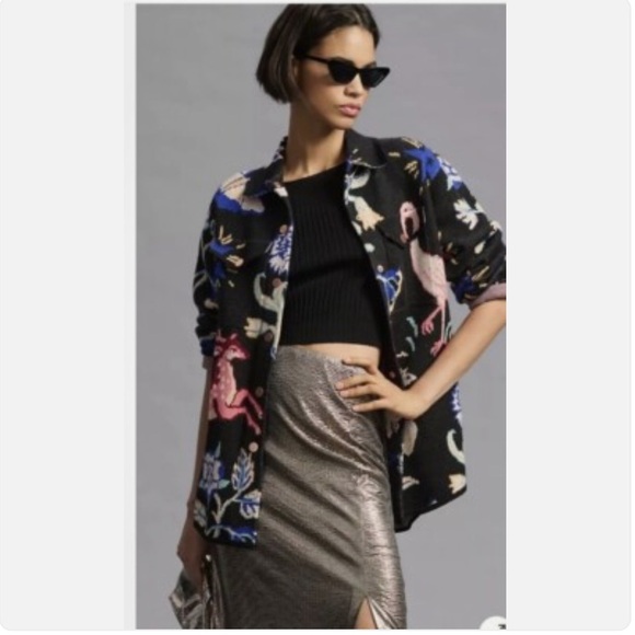 Anthropologie Sweaters - 183 Anthropologie Icon Sweater Coat Jacket Deer Flamingo Animals Black size M